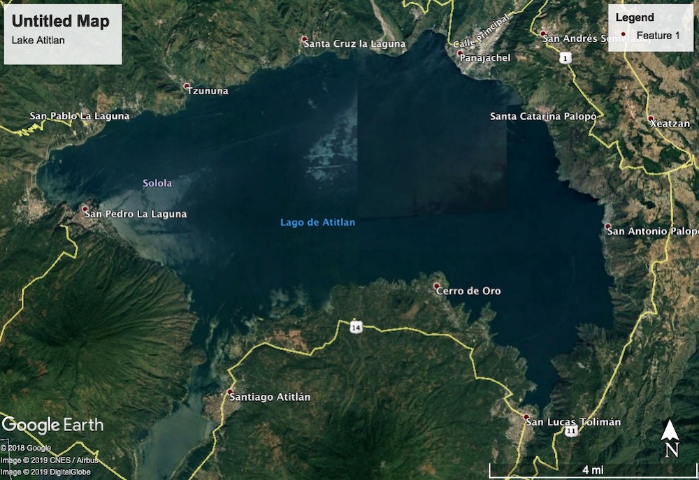 paddleboarding lake atitlan guatemala map