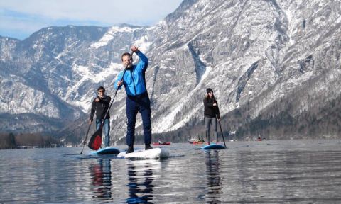 Slovenian paddlers protest new fees being charged to access their local lakes. | Photo: Vanja Matjaž