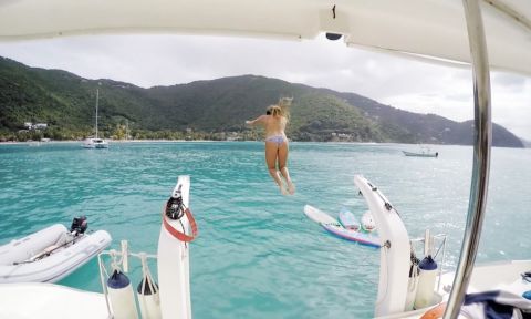 Fiona Wylde having some fun in-between sessions during her trip to the British Virgin Islands.
