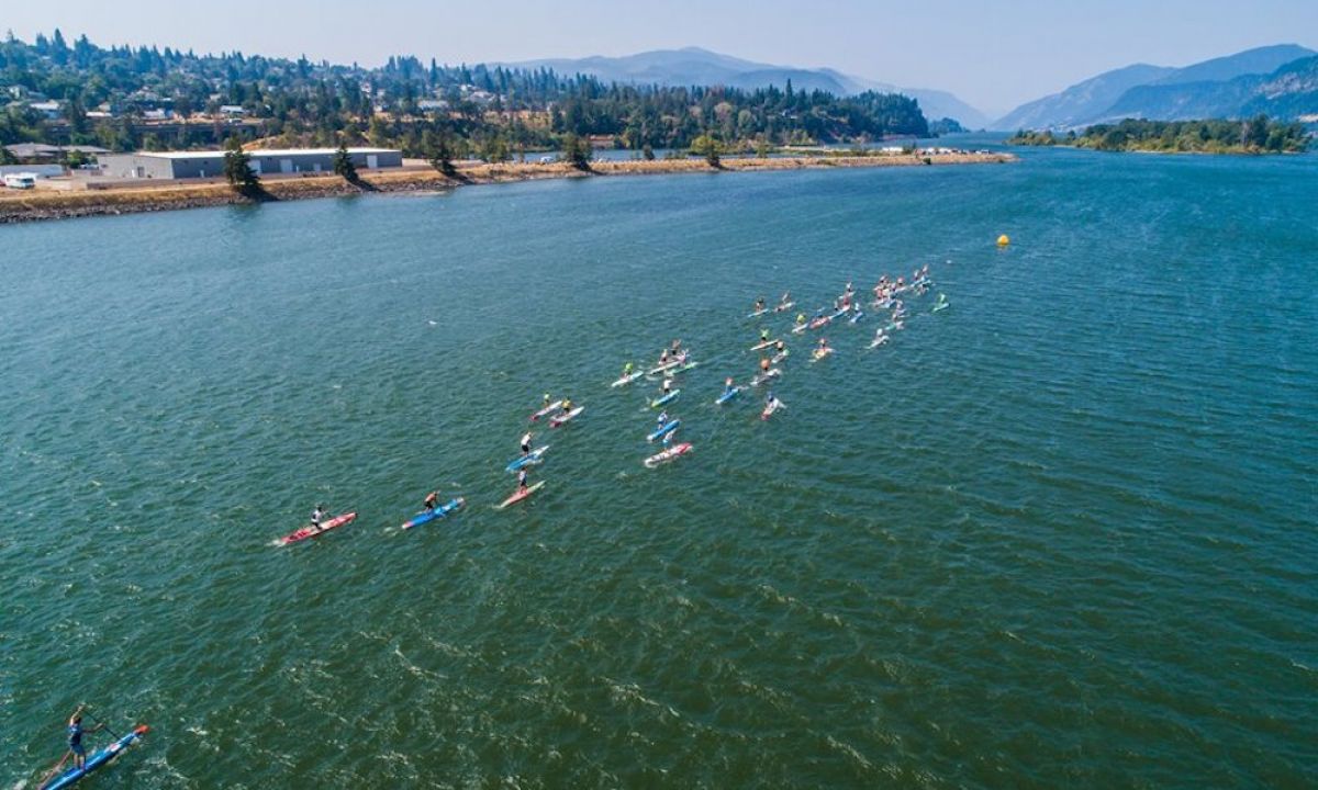 2018 aerial shot of the Gorge Paddle Challenge. | Photo: Georgia Schofield