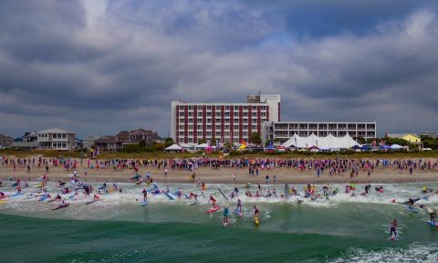 2016 Carolina Cup Elite Race from above. | Photo Courtesy: Wrightsville Beach Paddle Club