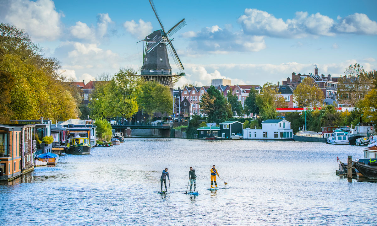 paddleboarding amsterdam windmill