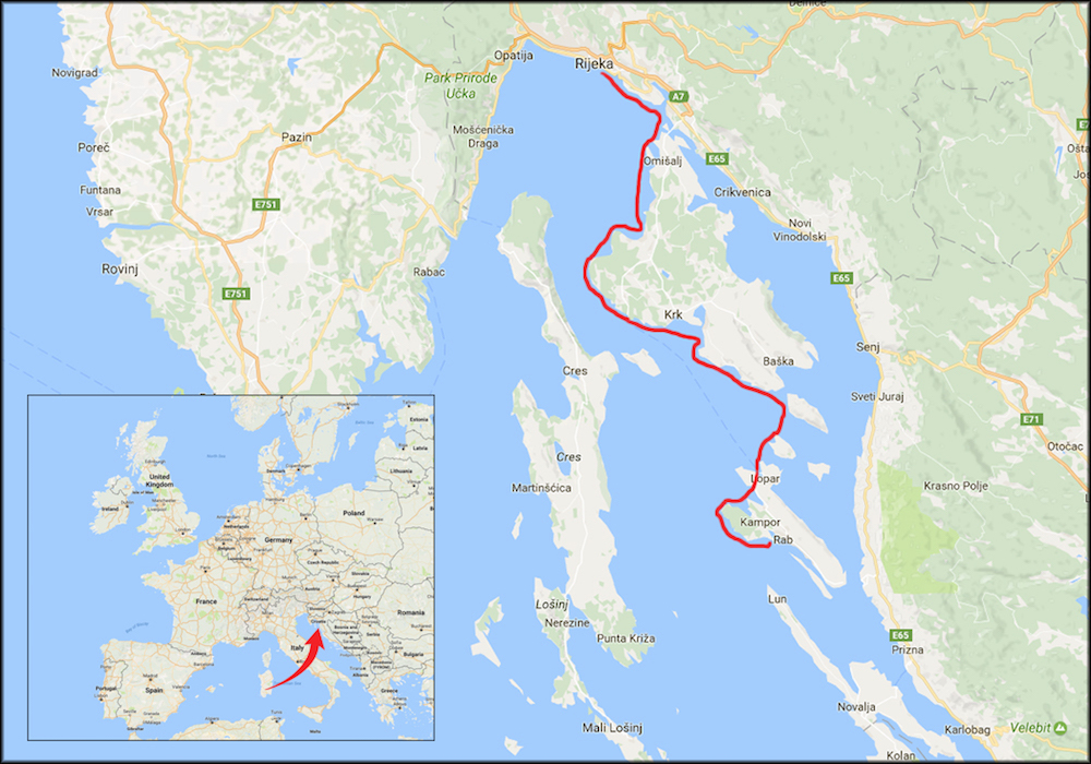 rijeka krk rab map sup tour