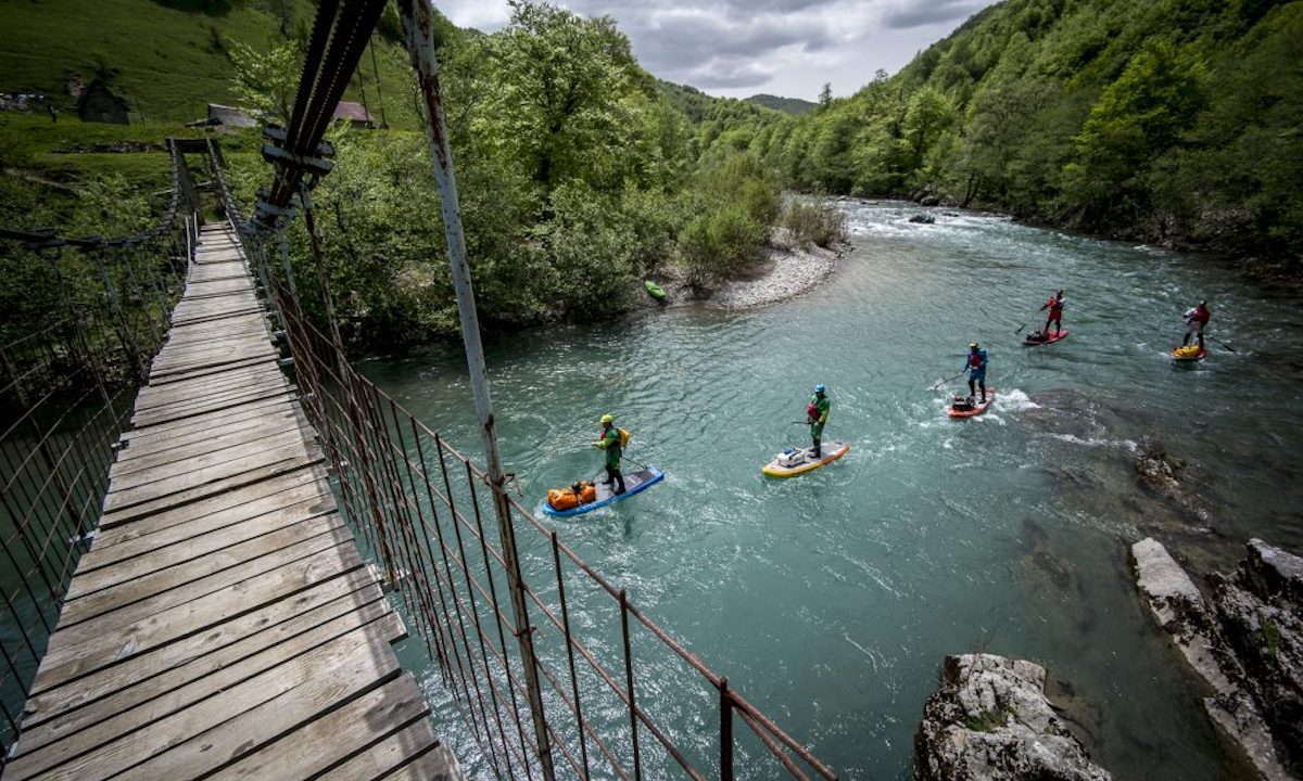 First SUP Descent Of Europe's Deepest Canyon bridge