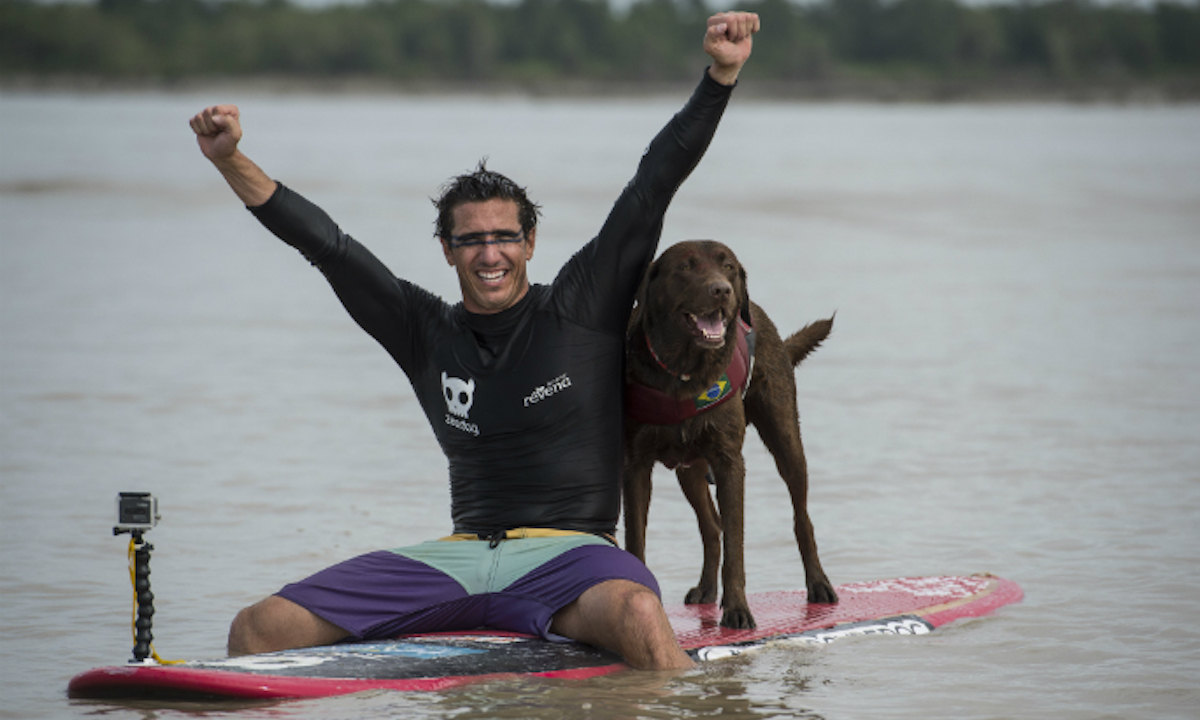 brazilian man and dog set sup world record 4