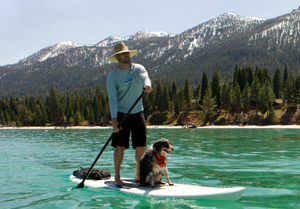 Tahoe SUP, Stand Up Paddle Board Company, Nate Brouwer and his dog.