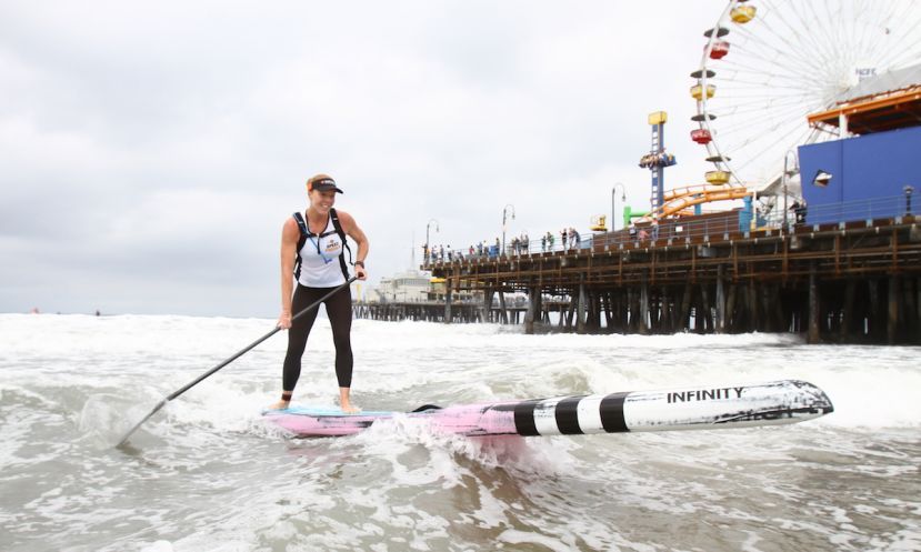 Candice Appleby, winner of the women&#039;s SUP race. | Photo Courtesy: Santa Monica Pier Corporation