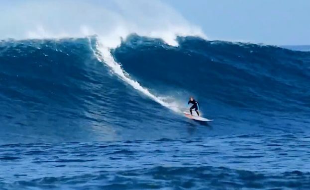 Iballa Moreno Surfing Big Waves