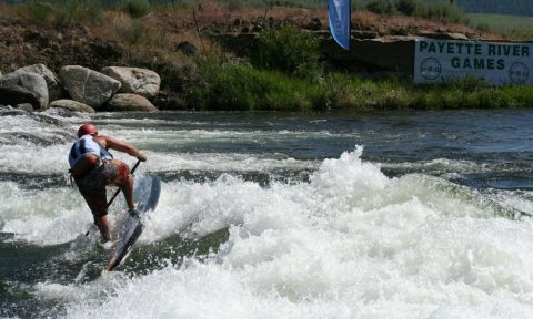 Werner Paddles and Boga athlete, Jeramie Vaine, hits the corner of the hole with some speed.