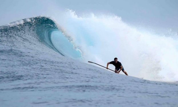 Beau Nixon, Travel With A Paddle Coach, surfing in Maldives. | Photo courtesy: Beau Nixon