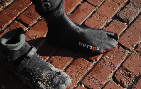 The WETSOX allows you to easily exit and enter your wetsuits! | Photo courtesy: WETSOX
