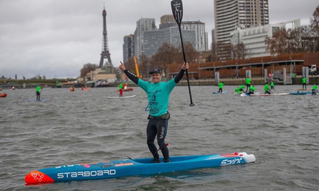 Michael Booth takes the Distance and Overall Event win at the Final stop of the 2019 APP World Tour: the Paris SUP Open. | Photo courtesy: APP World Tour / John Carter