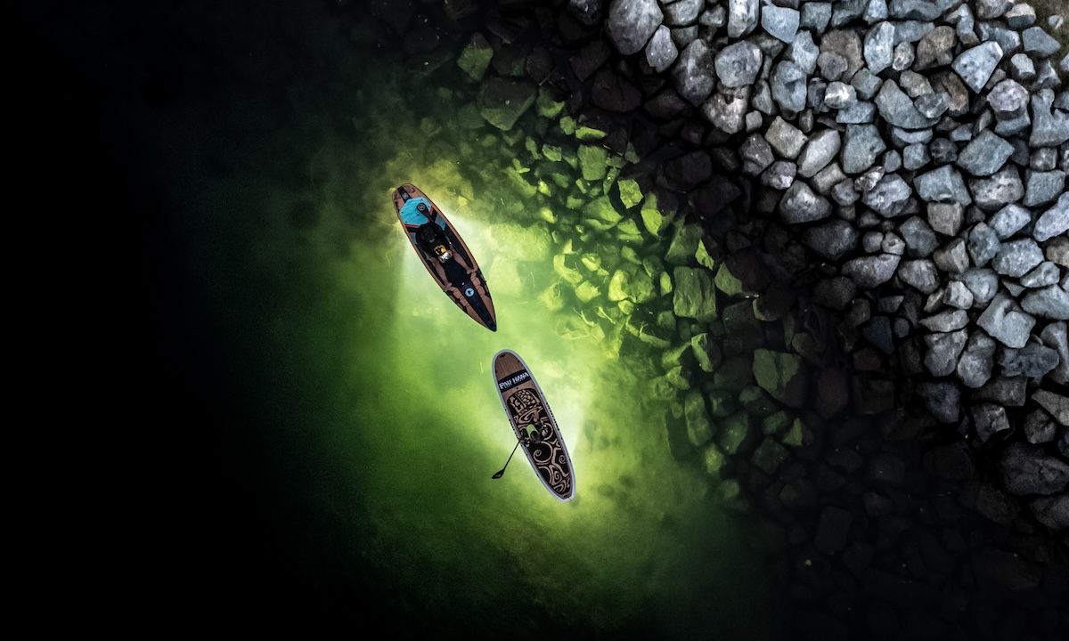 Nighttime paddling in San Diego with the GloFin. | Photo © Supconnect