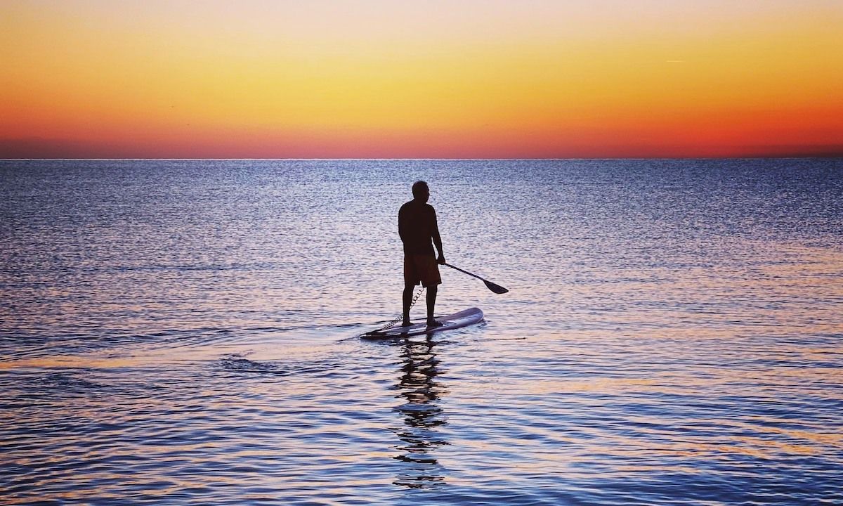 "Sun is rising over the Mediterranean Sea."