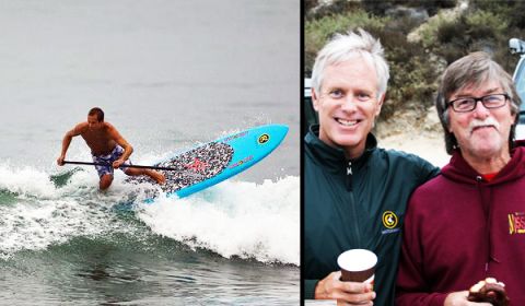  Colin McPhillips (left), Ted Rutherford (middle), and Bob Long (right), owner of California's first stand up paddle shop.