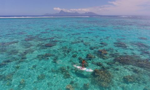 Poenaiki Raioha paddling in Tahiti. | Photo: F One