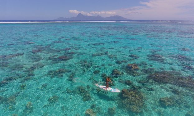 Poenaiki Raioha paddling in Tahiti. | Photo: F One