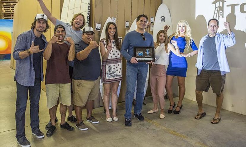 Mark Cuban stands with the crew from Tower Paddleboards. | Photo Courtesy: Stephan Aarstol