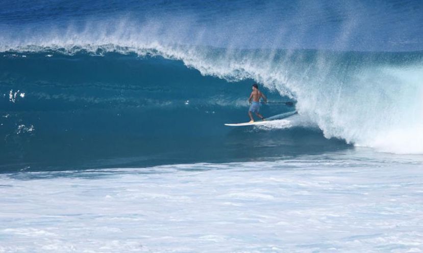 Mo Freitas standing tall on a beauty at Backdoor. | Photo Courtesy: Waterman League