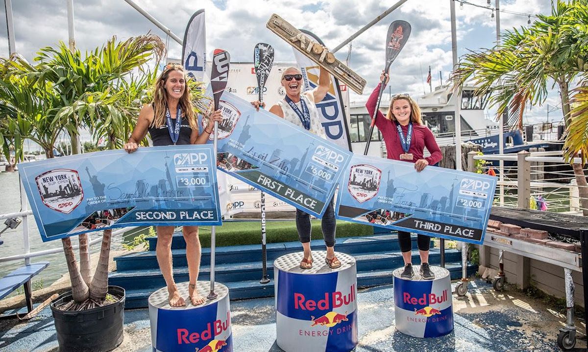 April Zilg takes her first overall win at the 2019 New York SUP Open. | Photo courtesy: APP World Tour