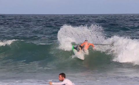 Justin Holland SUP Surfs In Big Sloppy Conditions