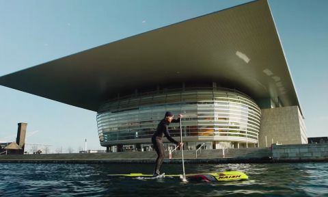 Casper Steinfath paddles in the beautiful waters of Denmark.