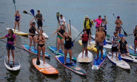 Fiona Wylde having a blast at the Paddle with the Pros event.