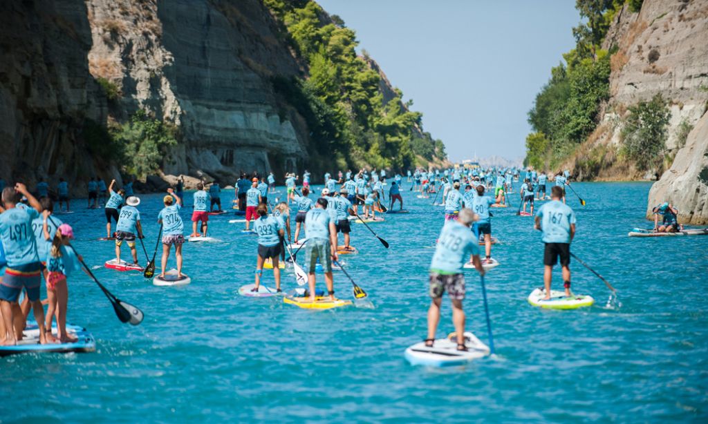 Paddlers enter the Corinth Canal. | Photo: Kostas Konstantinou 