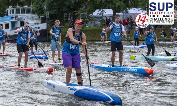 The first day of SUP 11-City Tour 2022 - 48.8 km (30 miles) from Leeuwarden to Sloten.