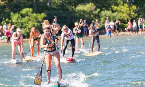 Fiona Wylde leading the charge at the 2017 Columbia Gorge Paddle Challenge. | Photo: Gorge US Photography