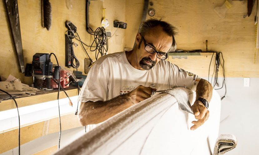 Mark Raaphorst in the midst of making a SIC Maui board. | Photo Courtesy: SIC Maui