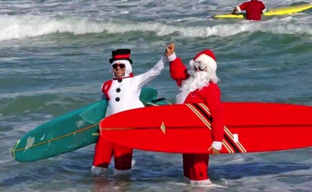 Surfing Santas Event in Cocoa Beach, Florida