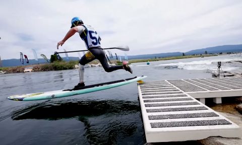 Mo Freitas, launching into his SUPer G run. 