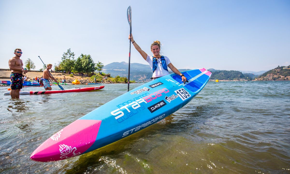 Hometown hero Fiona Wylde all smiles at the 2018 CGPC. | Photo courtesy: Paddle League / Georgia Schofield