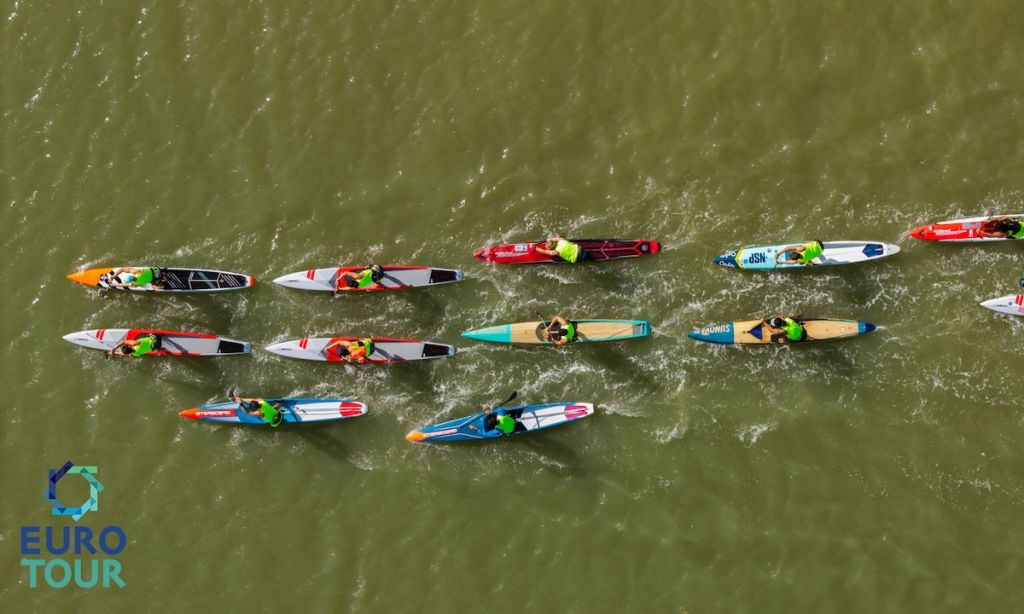 A shot from the 2025 Race Series finale at the Royan SUP Festival. | Photo: EuroTour / Mario Entero