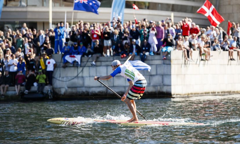 Casper Steinfath representing Denmark at the 2017 ISA World SUP Championships in Denmark. | Photo: ISA / Ben Reed