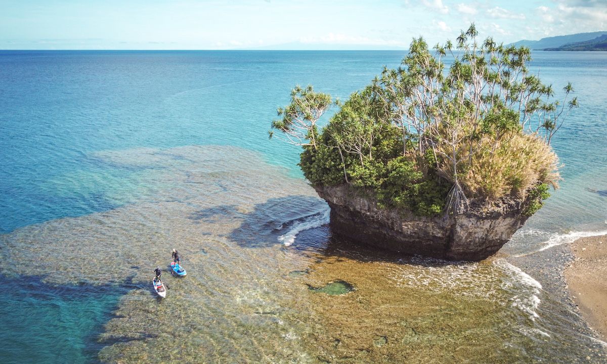 Bart and Trevor paddling in heaven on earth.