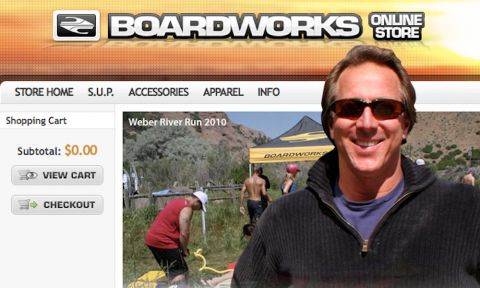 Mike Fox, owner of Boardworks, standing in front of his Online Store, somehow he made it into the virtual world!