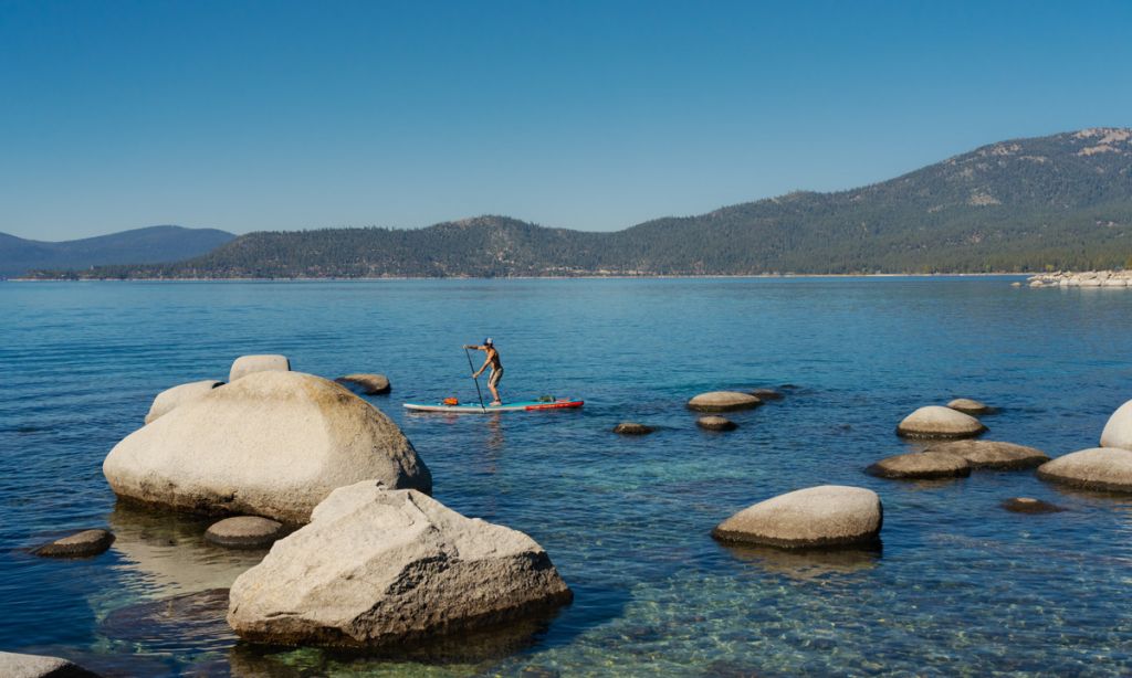 Starboard ZEN Touring inflatable in Lake Tahoe. | Photo courtesy: Starboard / David Braun