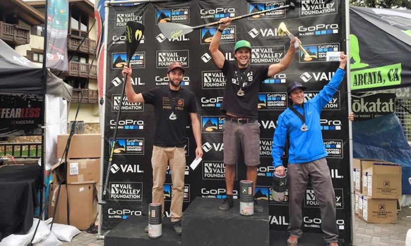 Mike Tavares (center) Bradley Hilton (left) and Dan Gavere (right) atop the men&#039;s sprint podium.