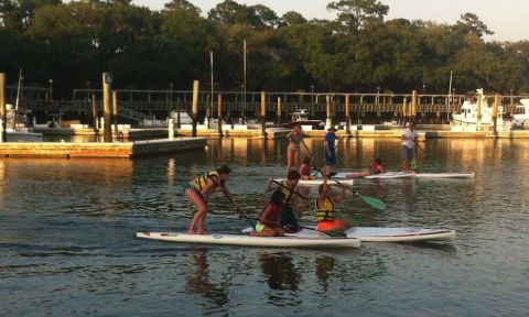 Outside Hilton Head's Fast! Fun! Free! Paddleboard Race Series includes bonus rounds, such as the tandem race, to less experienced paddleboarders into the competition.